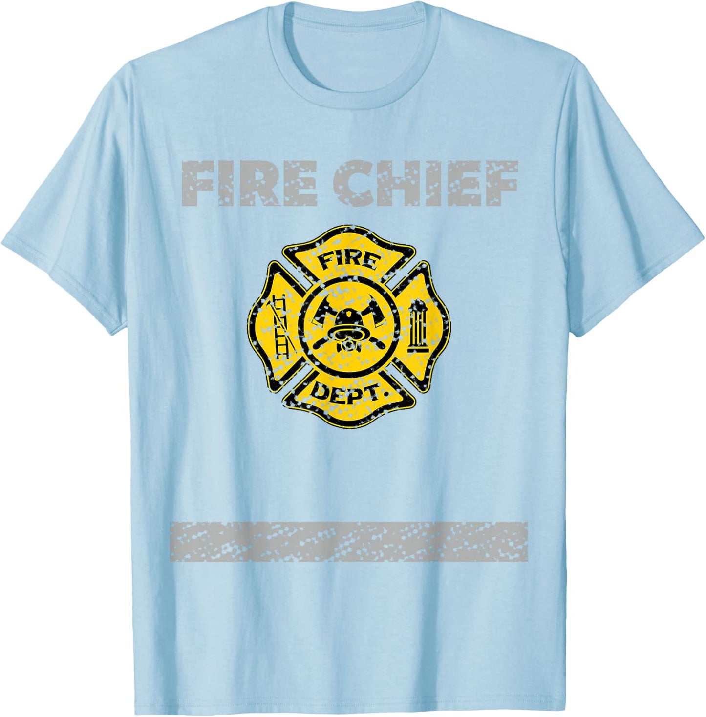 Firefighter Chief Costume Distressed T Shirt Gift T-Shirt - T-Shirt | Light Blue