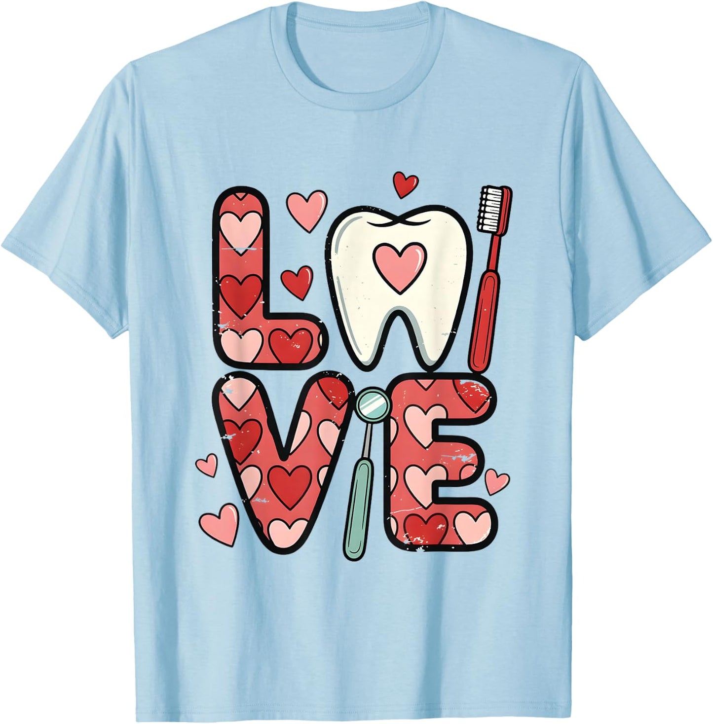 Love Your Smile Dental Heart Design for Oral Care Lovers T-Shirt - T-Shirt | Light Blue