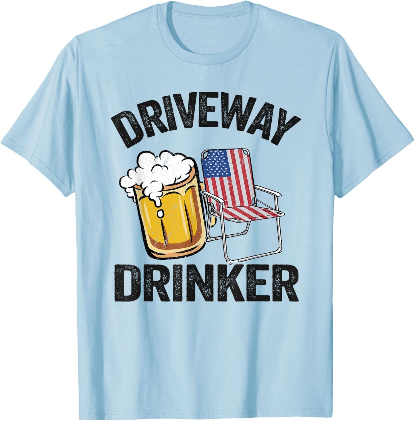 Beer Lover American Flag 4th Of July Party Driveway Drinker T-Shirt - T-Shirt | Light Blue