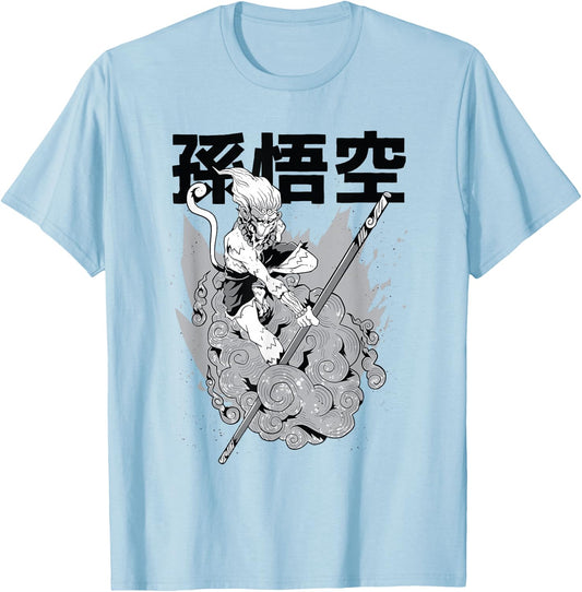Sun Wukong Monkey King Chinese Symbols Characters Myths Gods T-Shirt - T-Shirt | Light Blue
