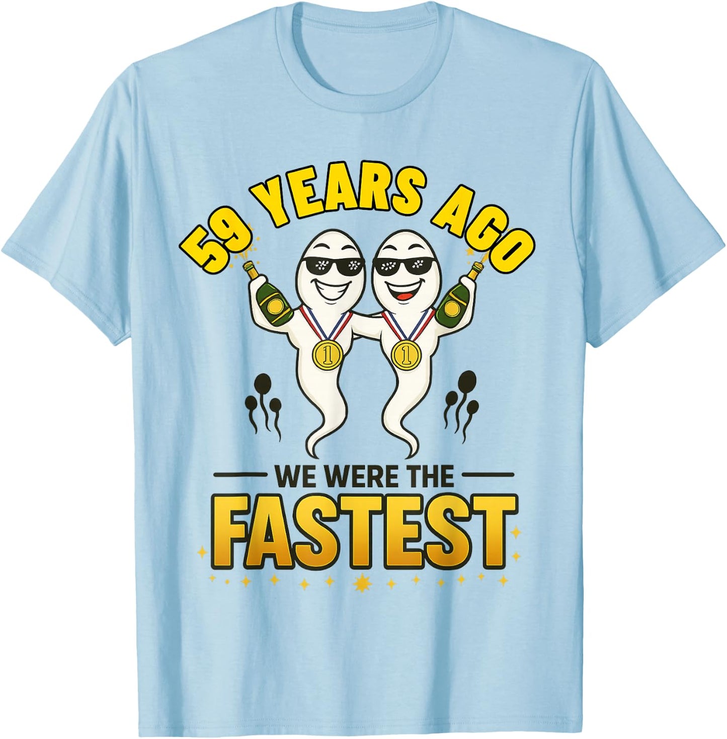 59 Years Ago I was The Fastest Twin Birthday T-Shirt - T-Shirt | Light Blue