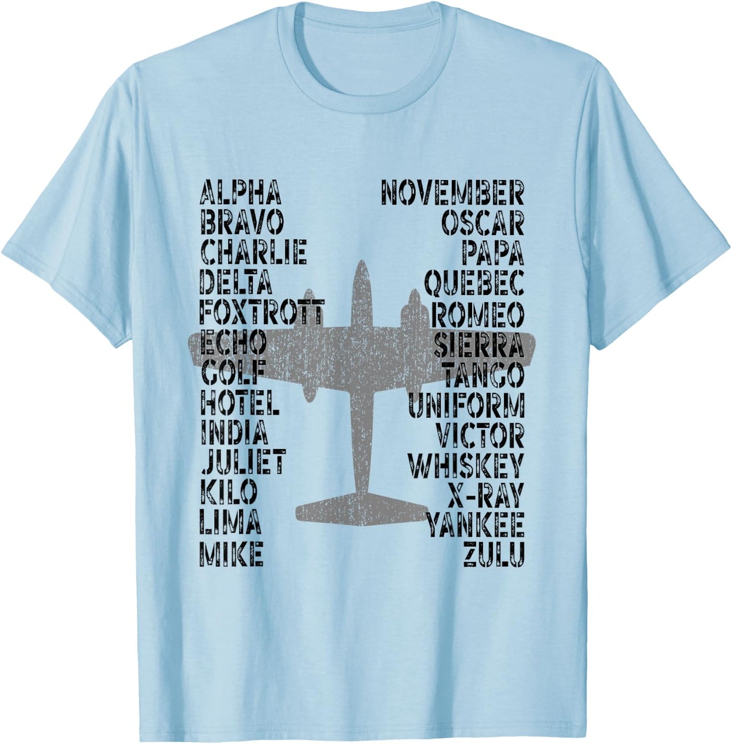 Phonetic Alphabet Airplane Pilot Flying Aviation Plane T-Shirt - T-Shirt | Light Blue