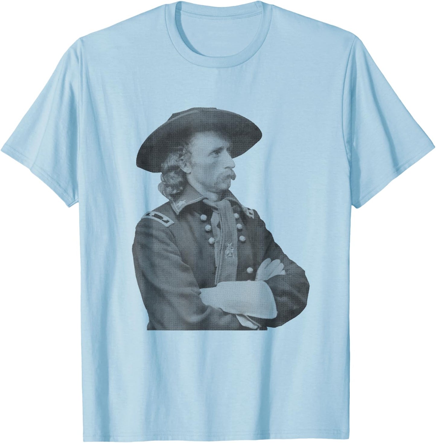 War Is Hell Store Men's George Armstrong Custer Military History , Grey, Small, Short Sleeve T-Shirt - T-Shirt | Light Blue