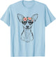 Rat Terrier with Floral Headband Dog Mom T-Shirt - T-Shirt | Light Blue