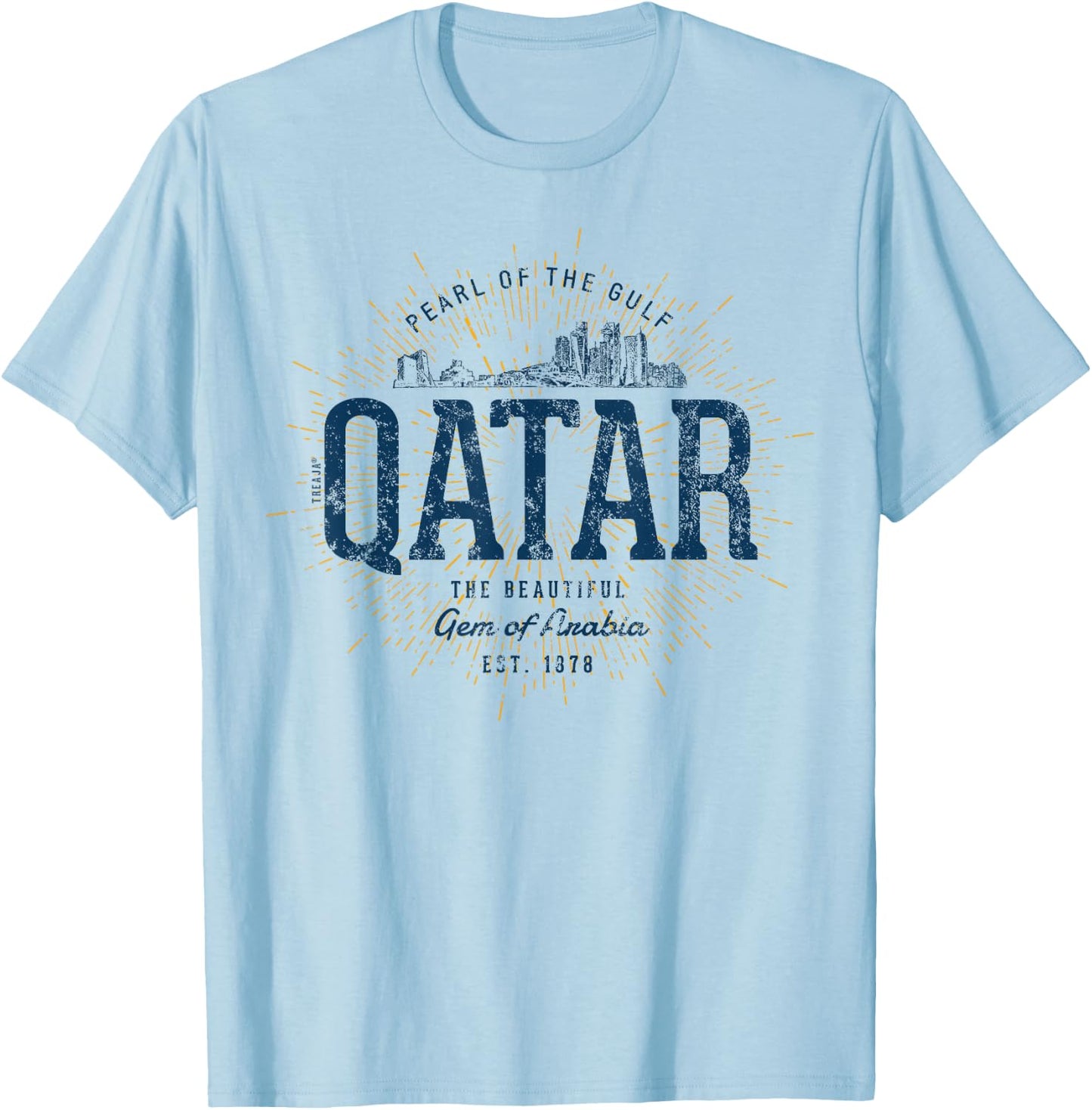 Retro Style Vintage Qatar T-Shirt - T-Shirt | Light Blue
