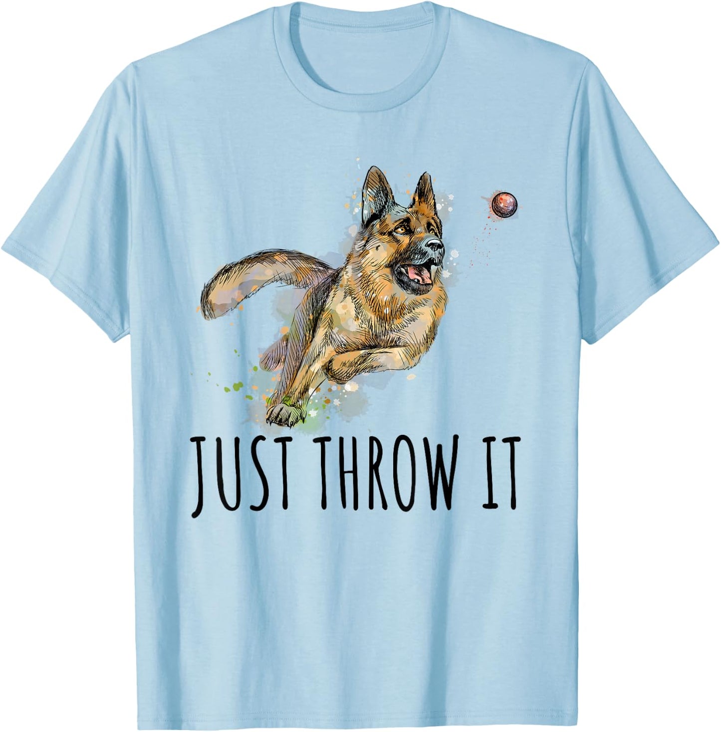 Belgian Malinois Love Just Throw It Play Fetch Dog T-Shirt - T-Shirt | Light Blue