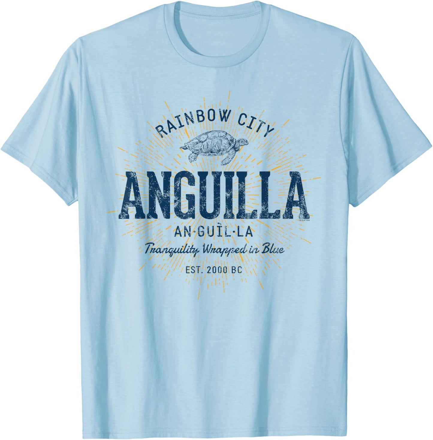 Anguilla Retro Style Vintage Anguilla T-Shirt - T-Shirt | Light Blue