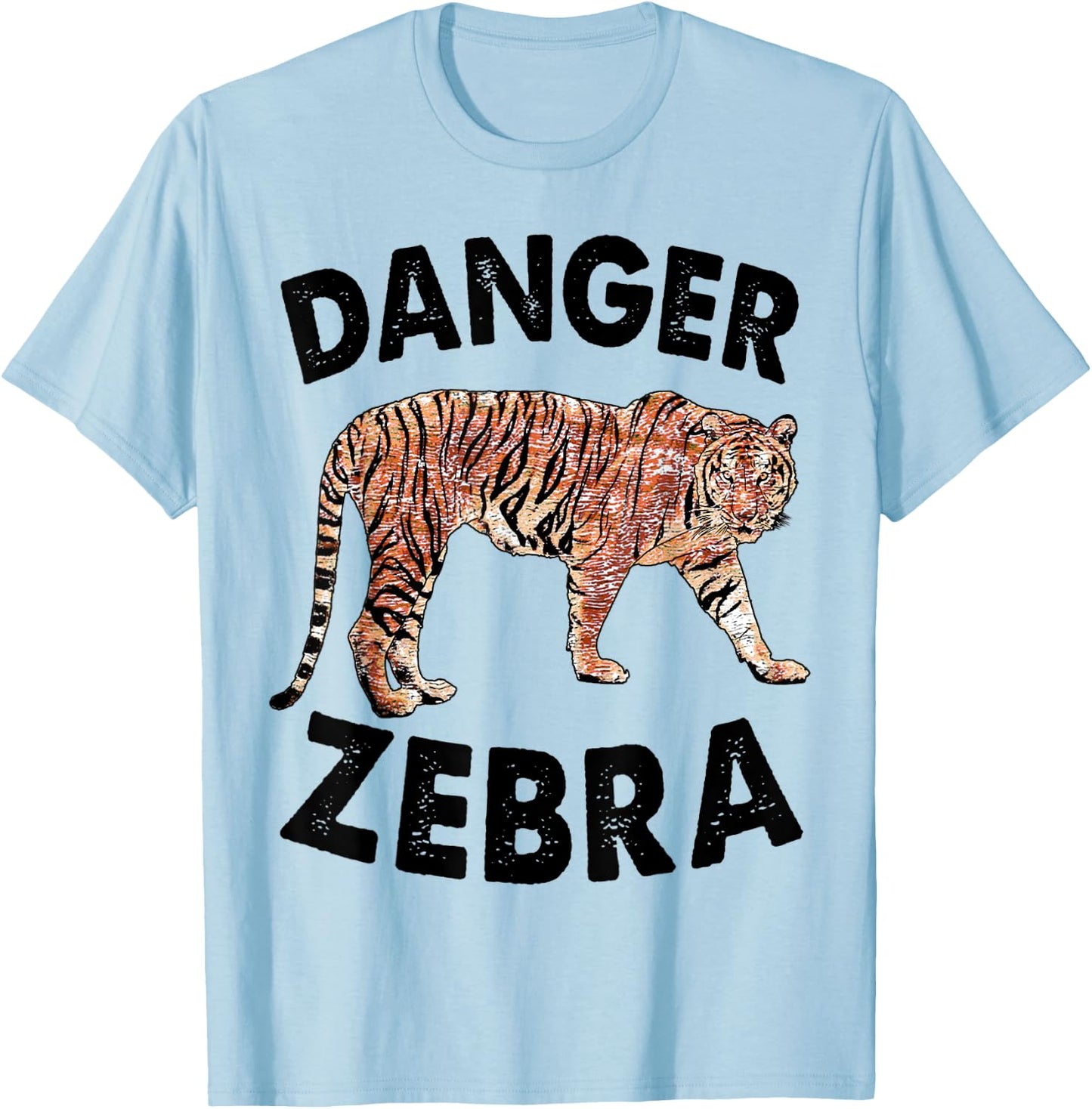 Danger Zebra Funny Women Tiger Face Animal T-Shirt - T-Shirt | Light Blue