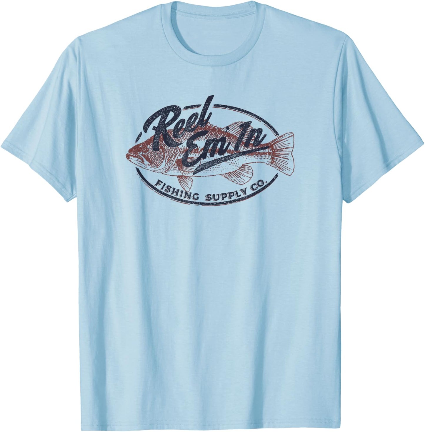Trendy Reel Em' In Fishing Supply Co. Logo T-Shirt - T-Shirt | Light Blue