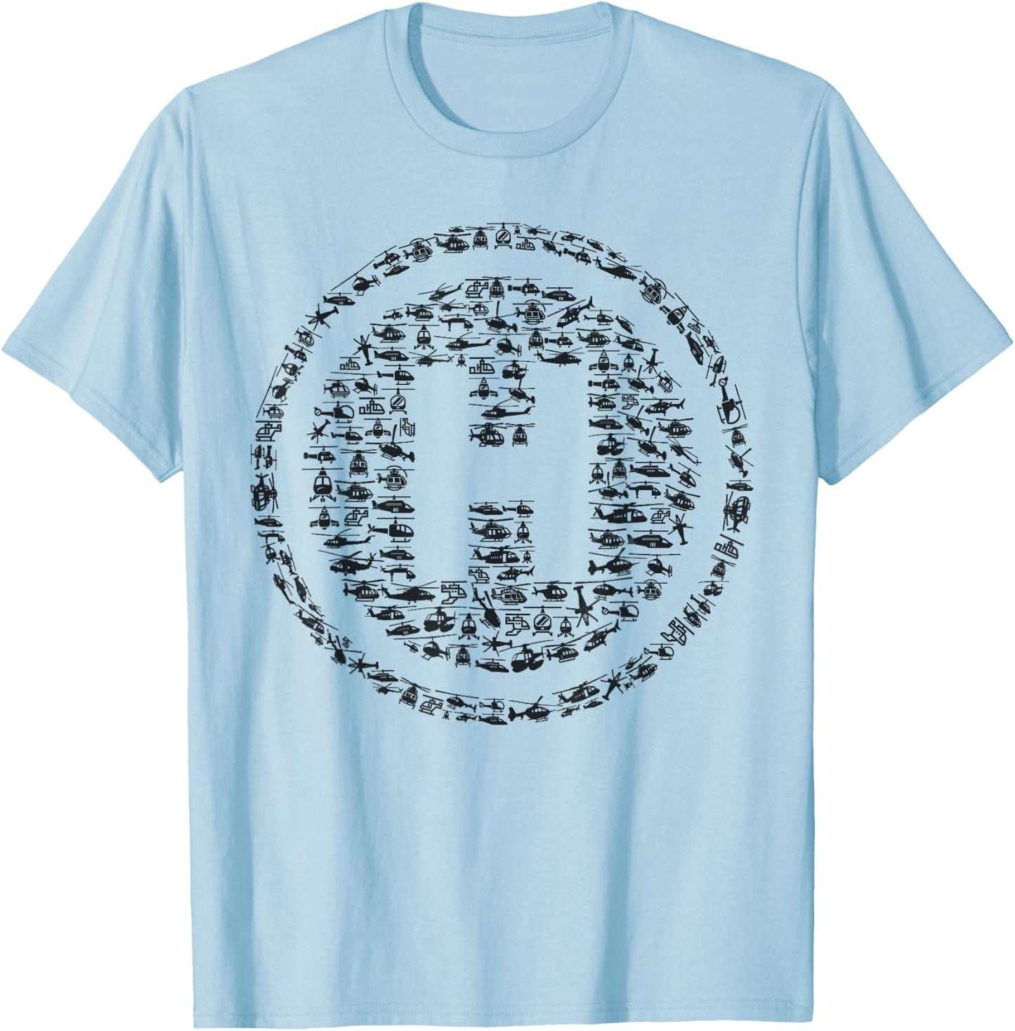 Helicopter Helipad H Symbol Pilot Aviation Flying Design T-Shirt - T-Shirt | Light Blue