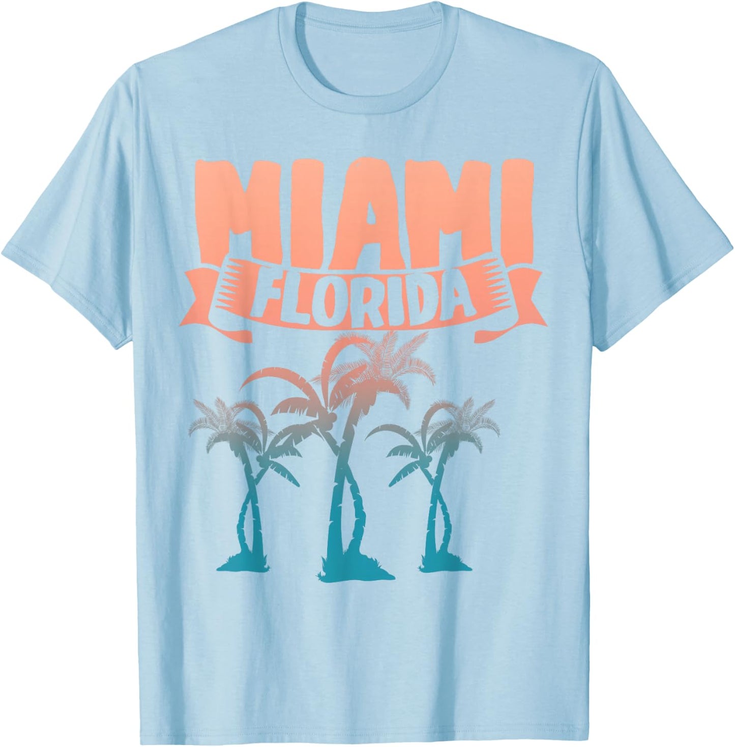 Tropical Summer Vacation Palm Trees Miami Beach Florida T-Shirt - T-Shirt | Light Blue