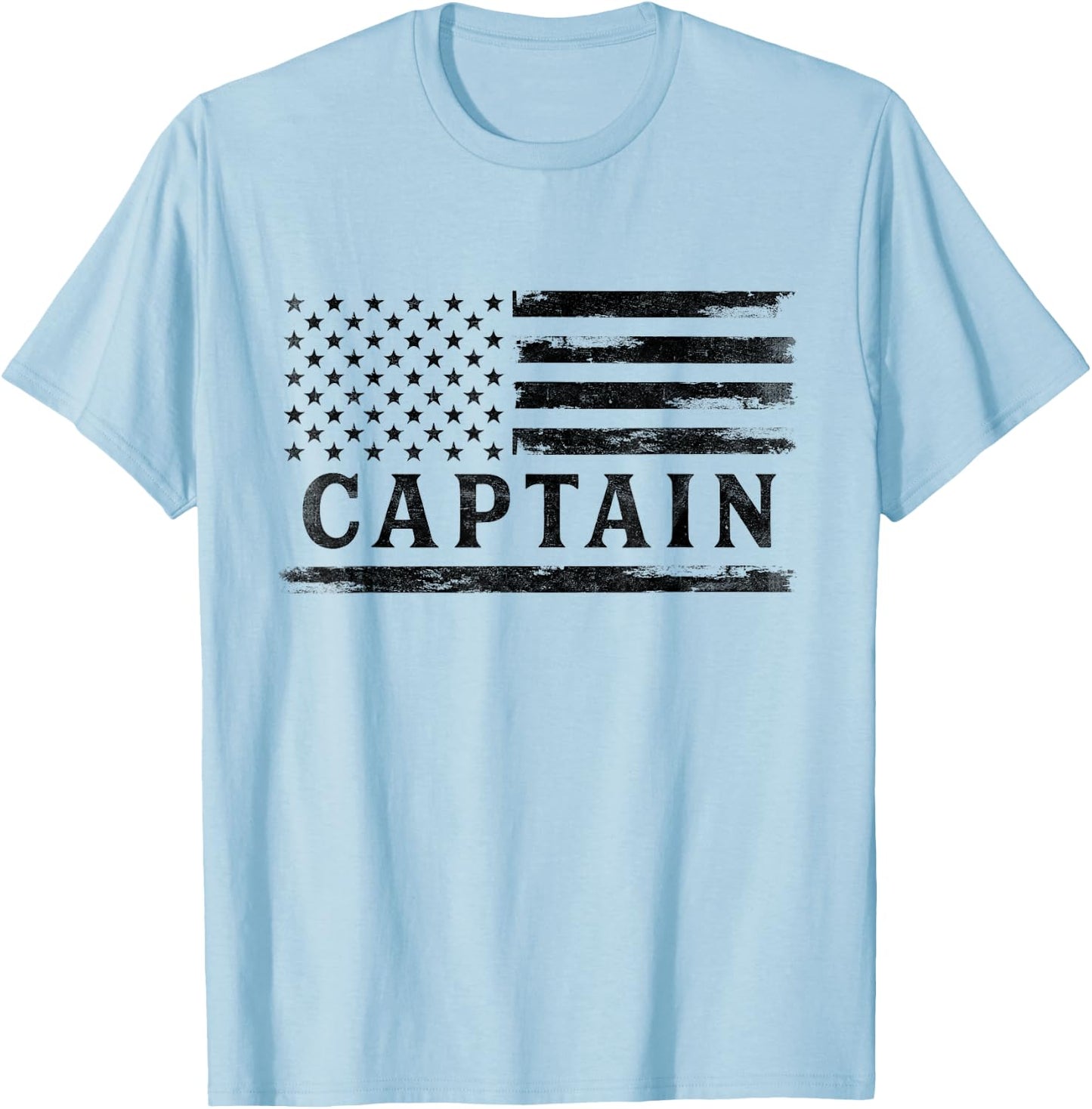 Captain Black Vintage USA Flag Father's Day T-Shirt - T-Shirt | Light Blue