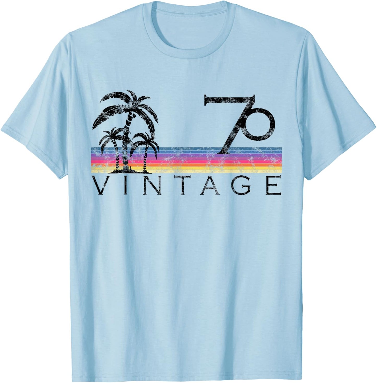 Vintage Surfing 1970 Pacific Ocean Sunset Birthday Gift T-Shirt - T-Shirt | Light Blue
