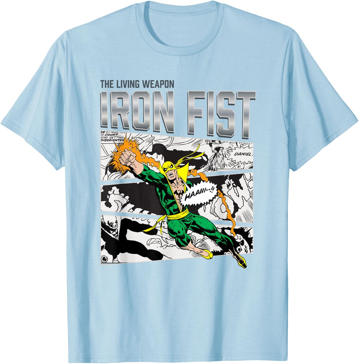 Marvel Comics Iron Fist The Living Weapon Vintage T-Shirt - T-Shirt | Light Blue
