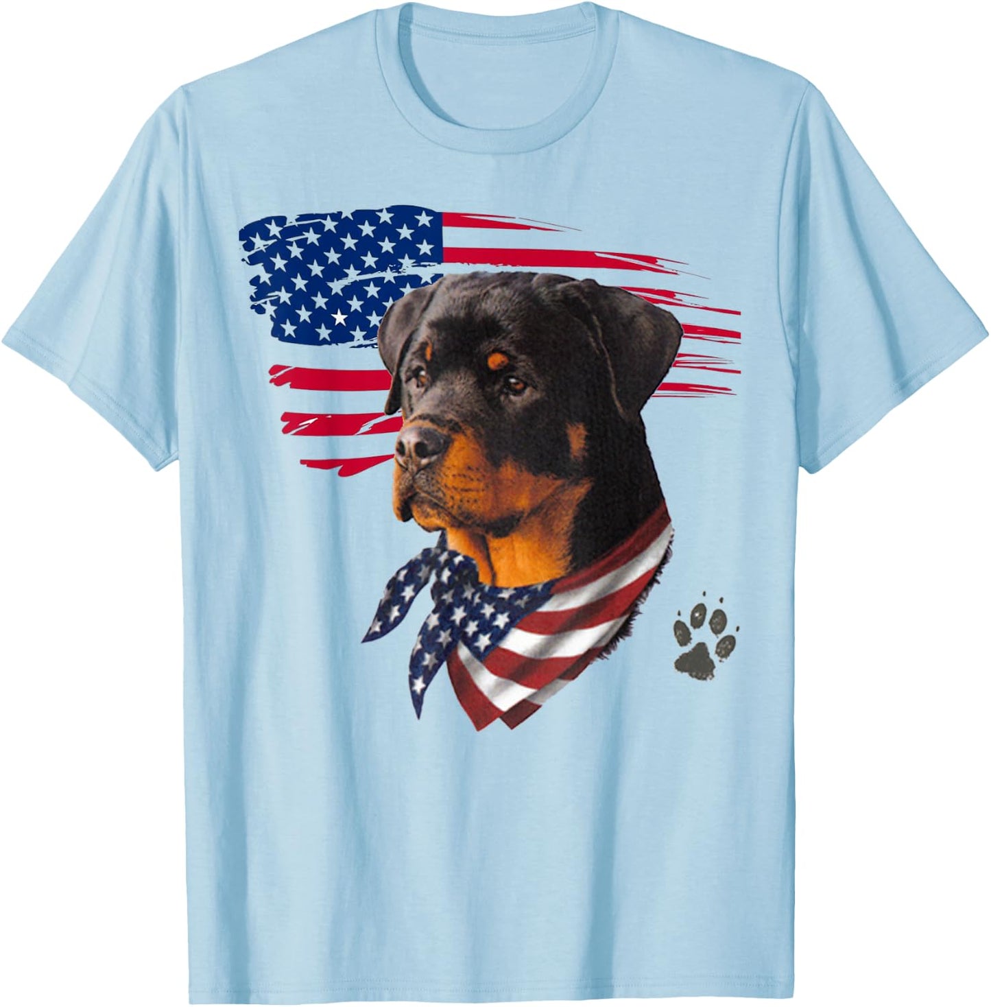 Rottweiler Dog USA American Flag Awesome Cool Women Kids Men T-Shirt - T-Shirt | Light Blue