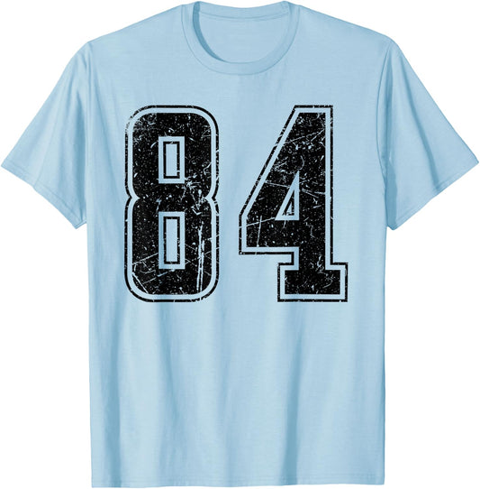 Number 84 Distressed Grunge Vintage Jersey Team Fan T-Shirt - T-Shirt | Light Blue