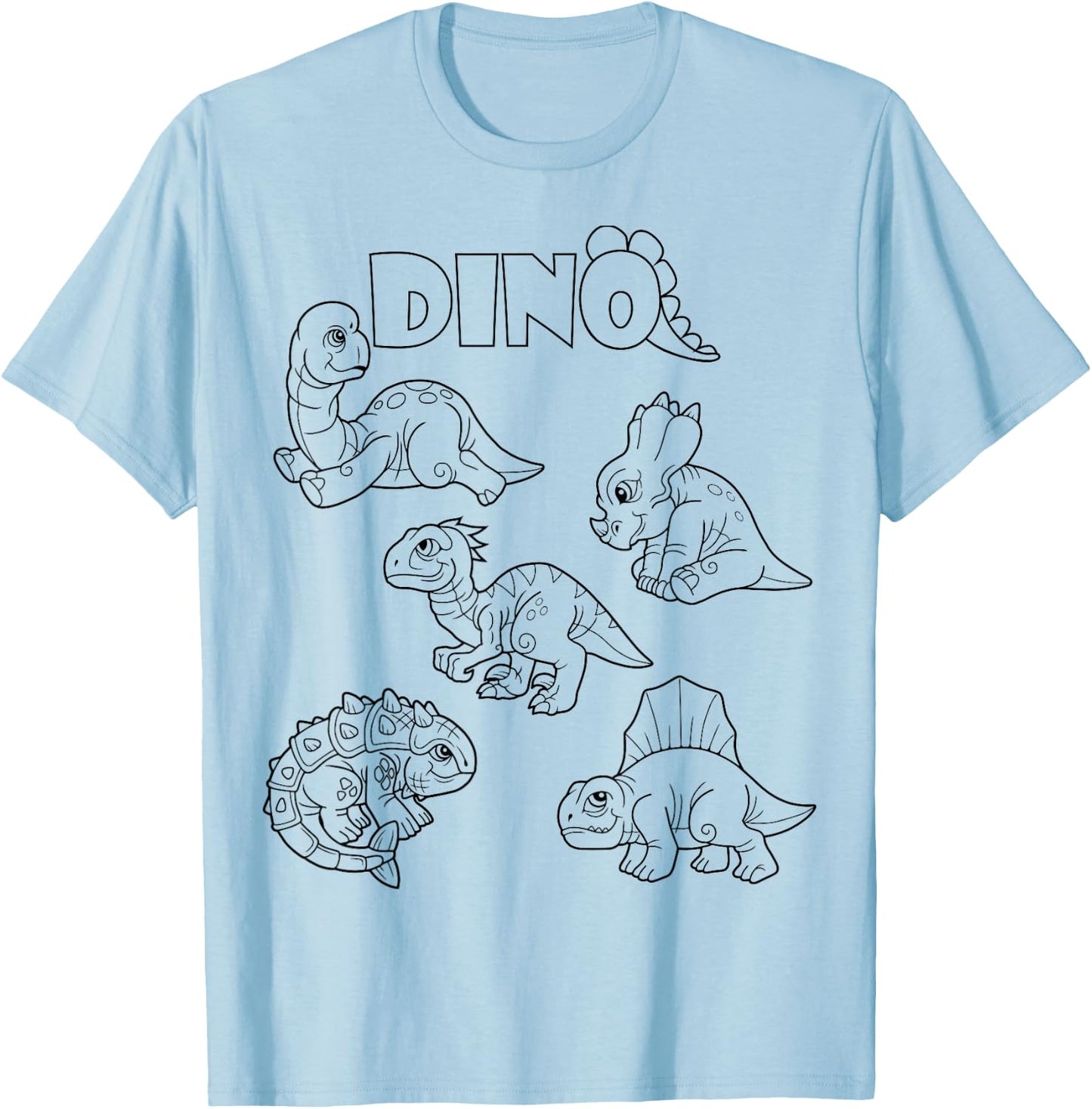 Cute dino dinosaur to paint and color in for children T-Shirt - T-Shirt | Light Blue