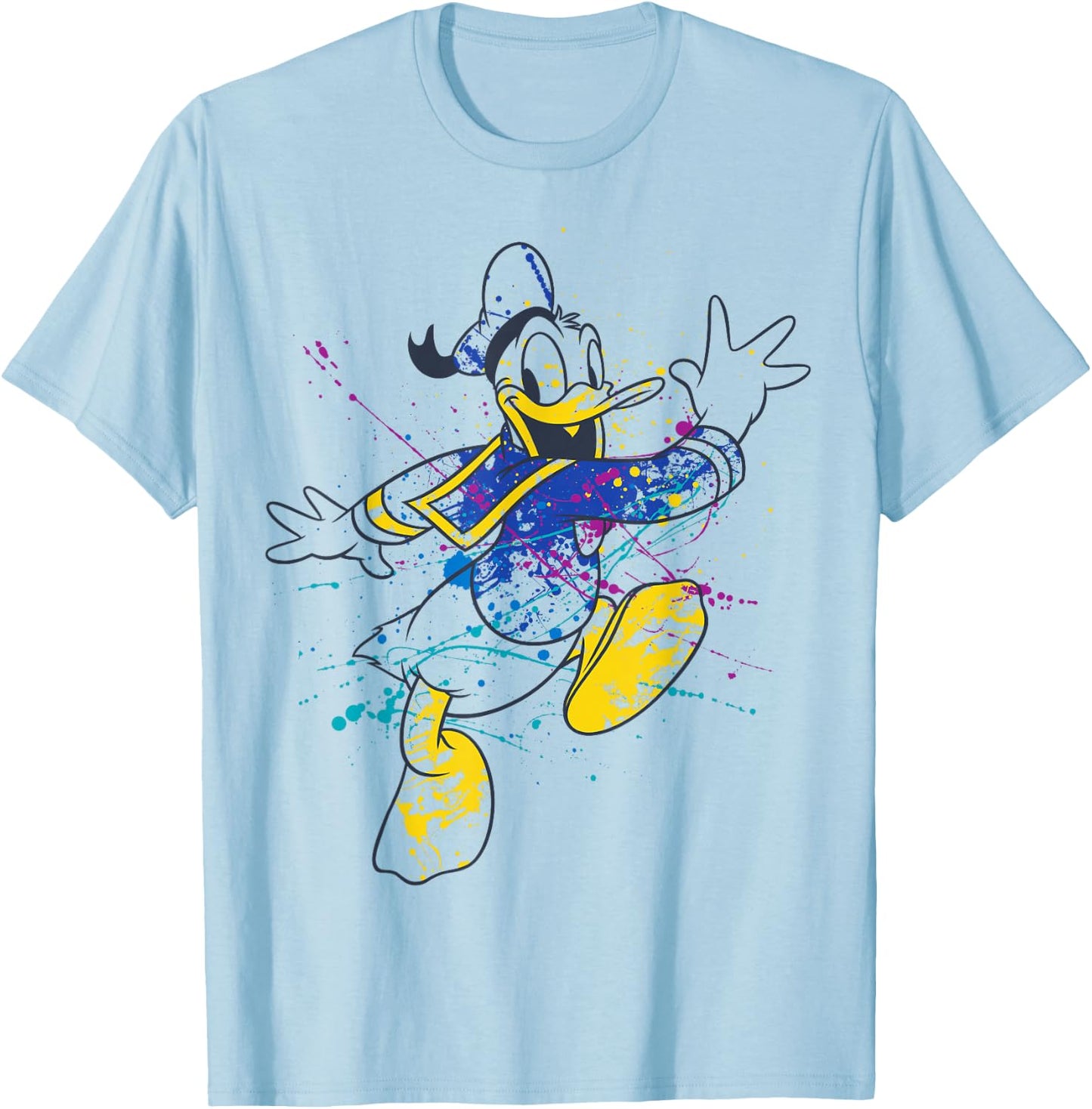 Disney Mickey and Friends Donald Duck Paint Splatter T-Shirt - T-Shirt | Light Blue