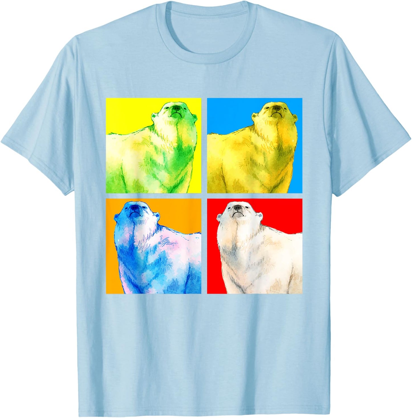 Arctic Animal Lover Pop Art Polar Bear T-Shirt - T-Shirt | Light Blue