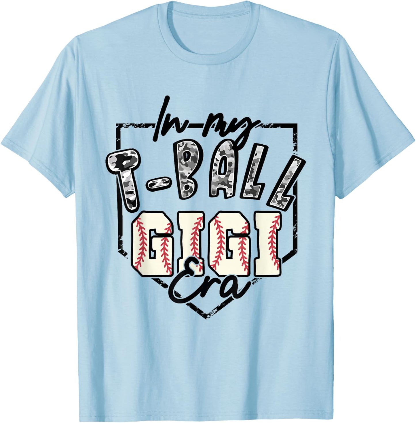 In My T-ball Gigi Era Camo -ball Matching Family Sport T-Shirt - T-Shirt | Light Blue