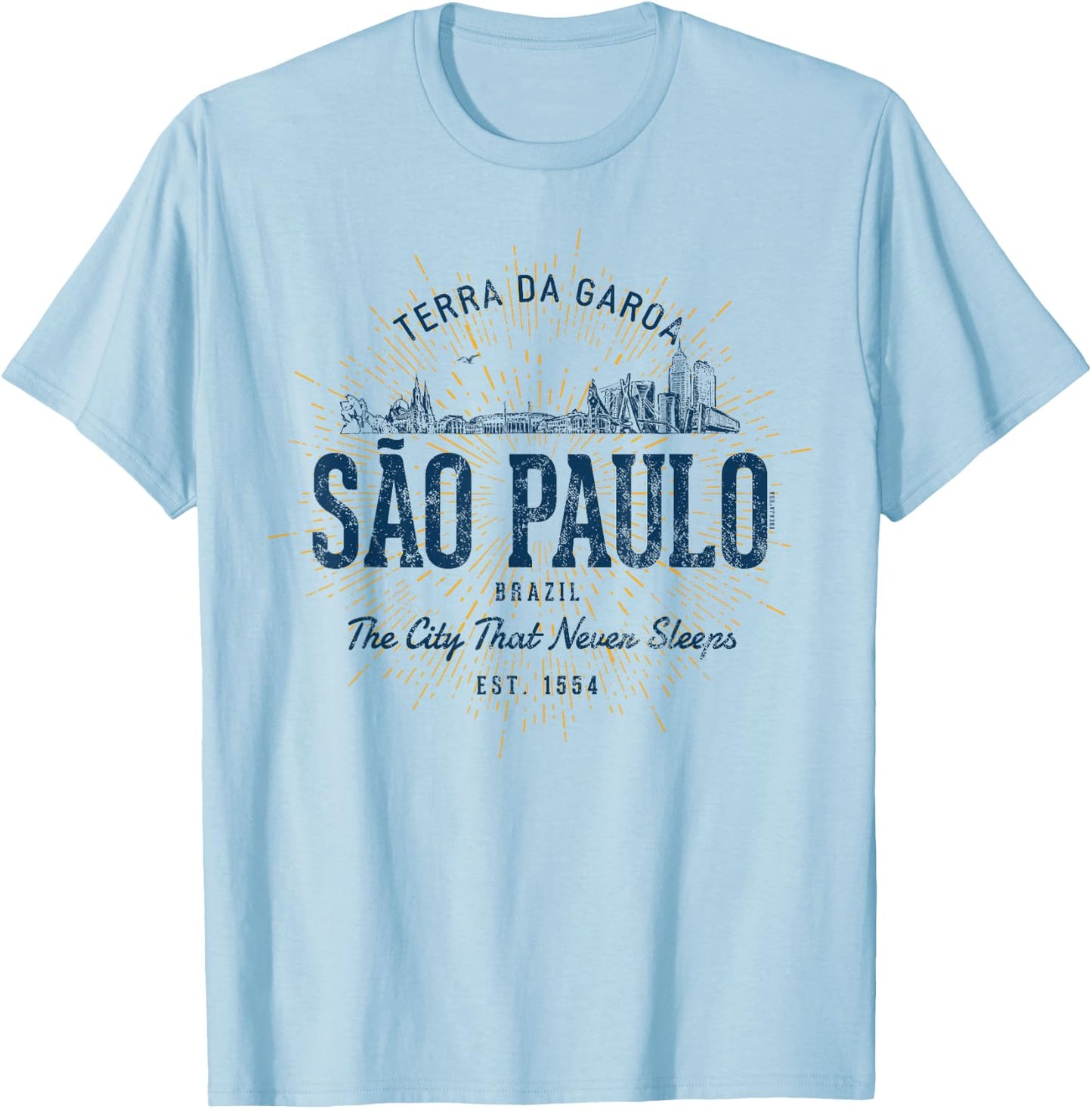 Brazil Vintage São Paulo Retro T-Shirt - T-Shirt | Light Blue