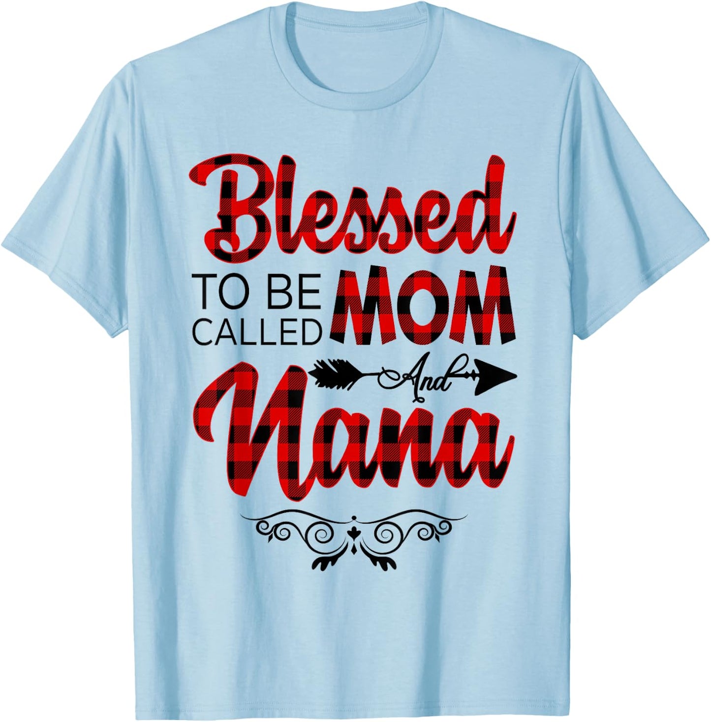 Blessed To Be Called Mom And Nana Shirt Floral Grandma Shirt T-Shirt - T-Shirt | Light Blue
