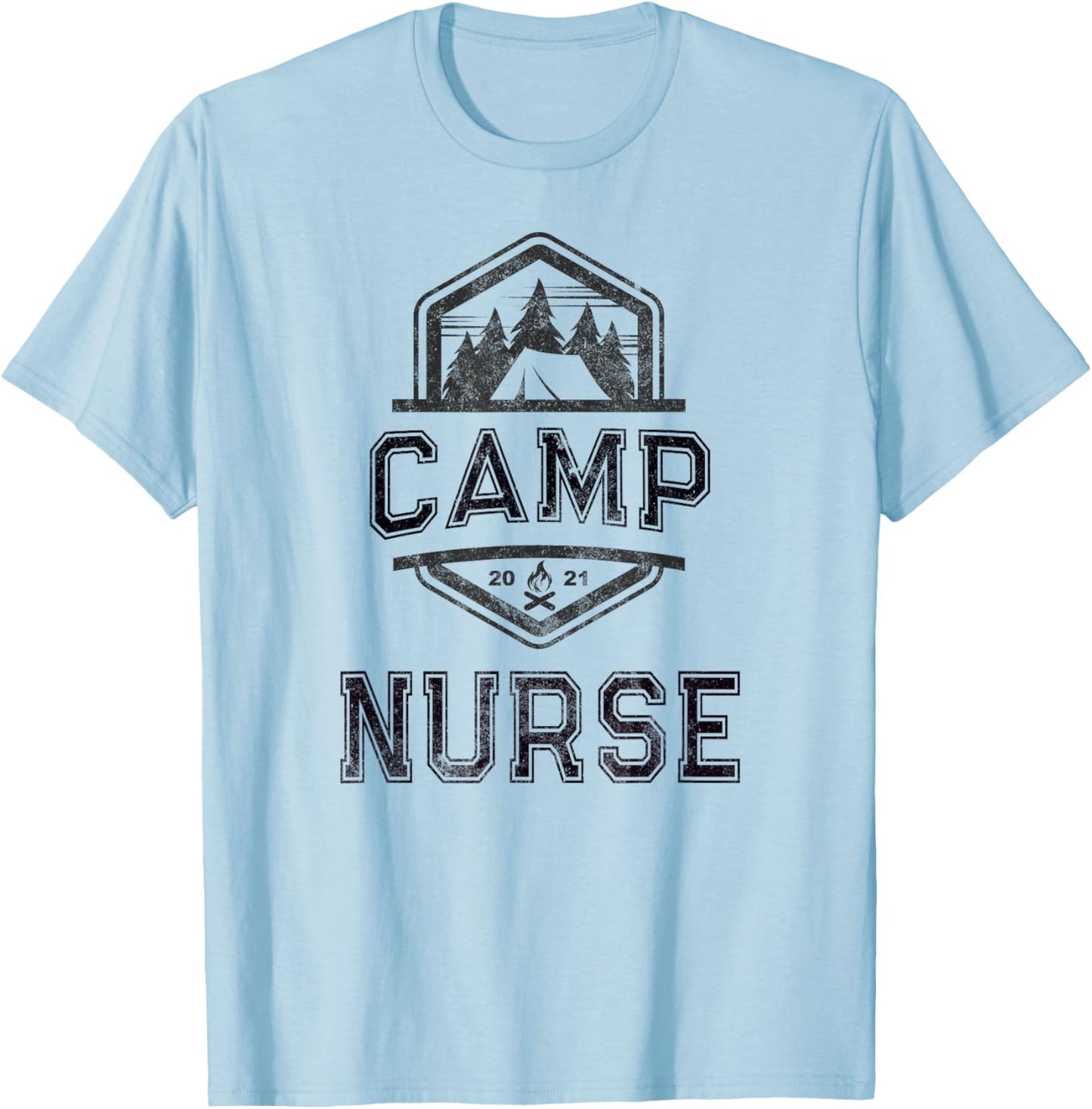 Vintage CAMP NURSE Medical Staff 2021 Campground T-Shirt - T-Shirt | Light Blue