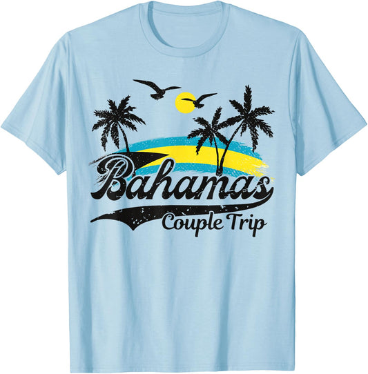 Bahamas travel matching Couples Trip reunion Party Cruising T-Shirt - T-Shirt | Light Blue