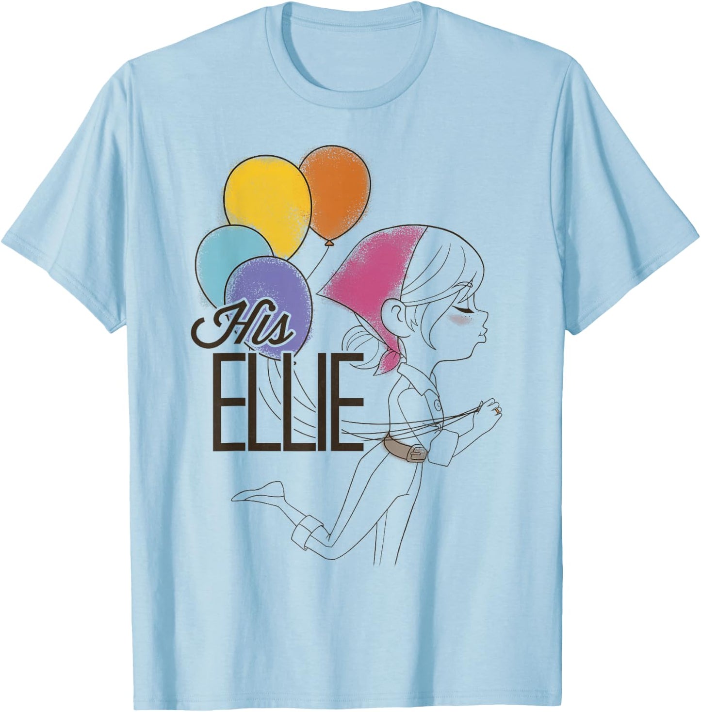 Disney Pixar Up His Ellie Balloons Sketch Graphic T-Shirt - T-Shirt | Light Blue