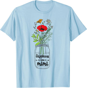 Happiness is being a Mimi Announcement Mothers Day T-Shirt - T-Shirt | Light Blue