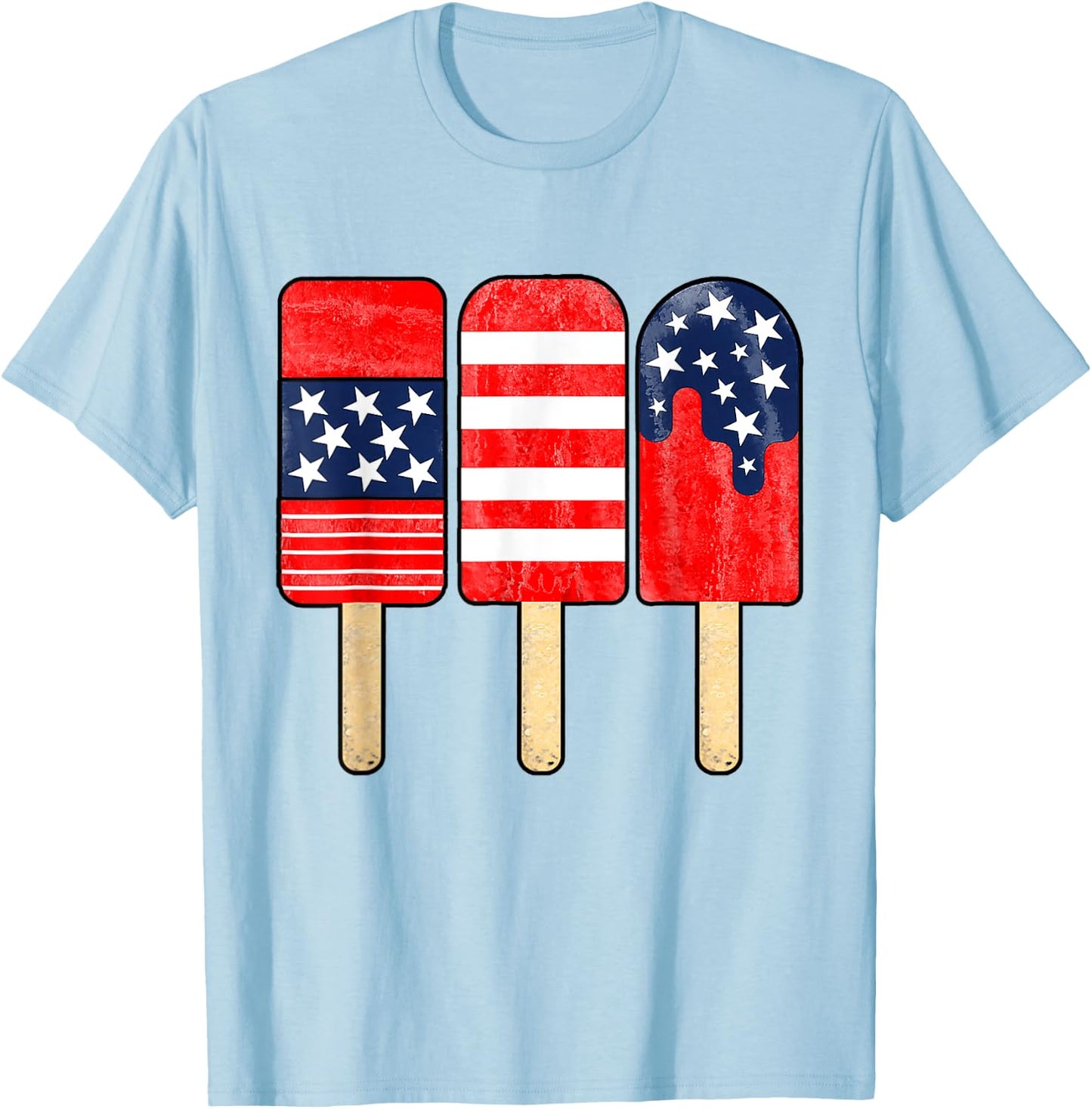 4th of July Popsicle Red White Blue American Flag Patriotic T-Shirt - T-Shirt | Light Blue
