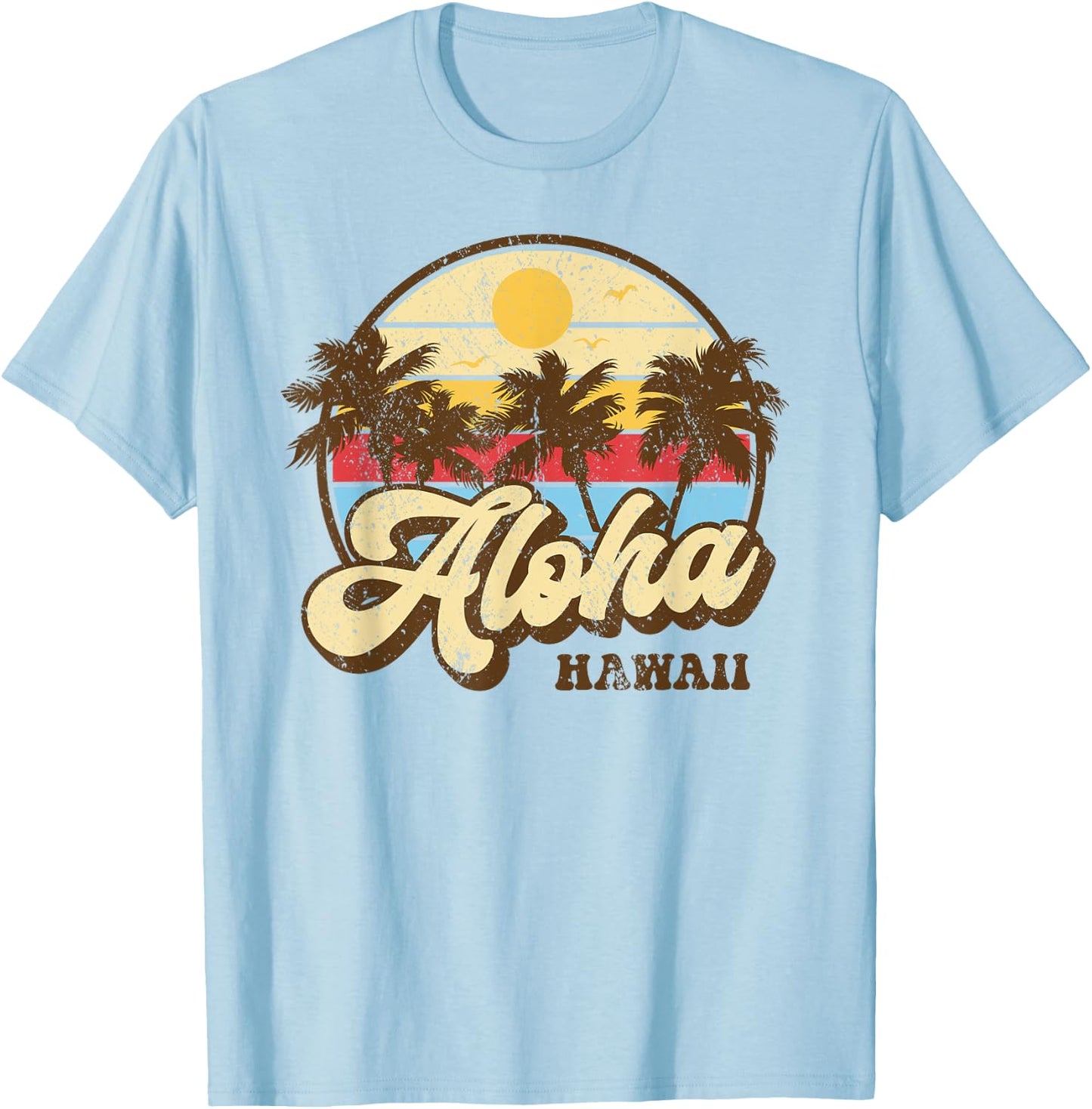 Aloha Hawaii Hawaiian Island Palm Surfboard Beach Surf retro T-Shirt - T-Shirt | Light Blue