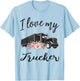 I Love My Trucker Funny Truck Driver Wife Girlfriend Women T-Shirt - T-Shirt | Light Blue