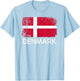 Danish Flag | Vintage Made In Denmark Gift T-Shirt - T-Shirt | Light Blue