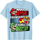 Super Mario Luigi Bowser Panels Group Shot Graphic T-Shirt - T-Shirt | Light Blue