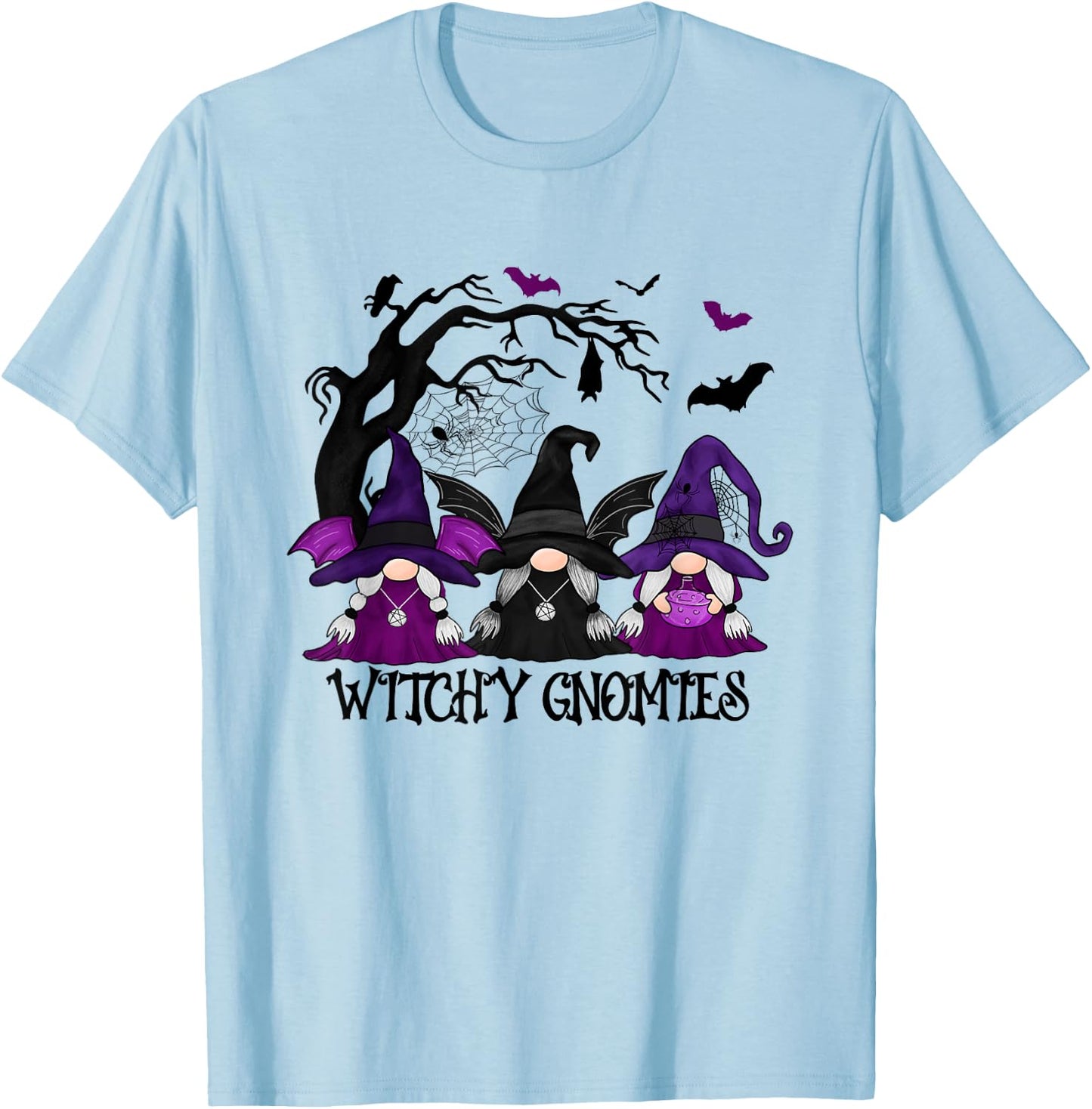 Witchy Gnomies Funny Gnome Halloween Matching Costume T-Shirt - T-Shirt | Light Blue