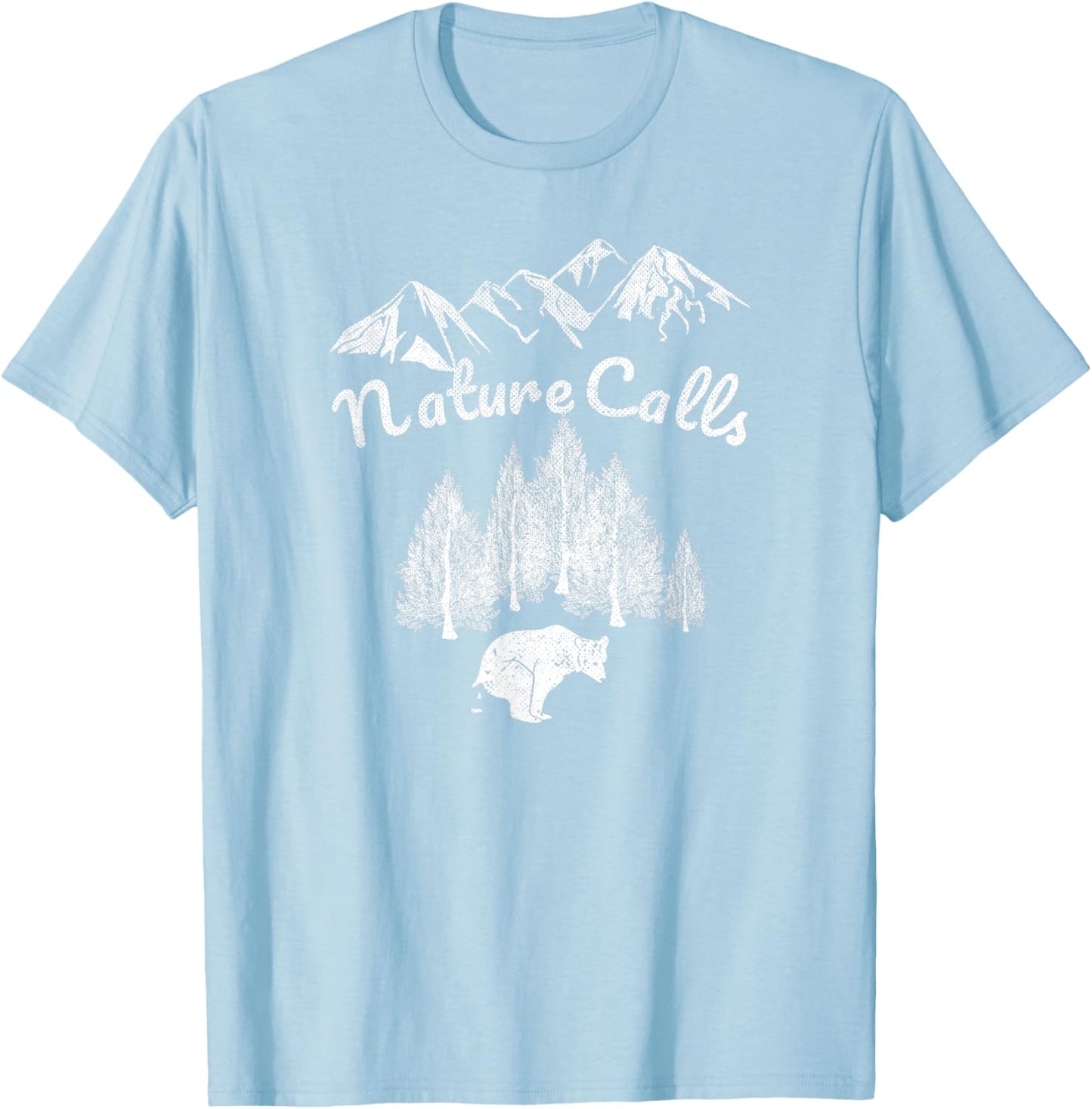 Nature Calls - Pooping Bear Blaze Orange Hunting Accessories T-Shirt - T-Shirt | Light Blue