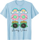 Funny Lucky Vibes Shamrock Women Retro Happy St Patricks Day T-Shirt - T-Shirt | Light Blue
