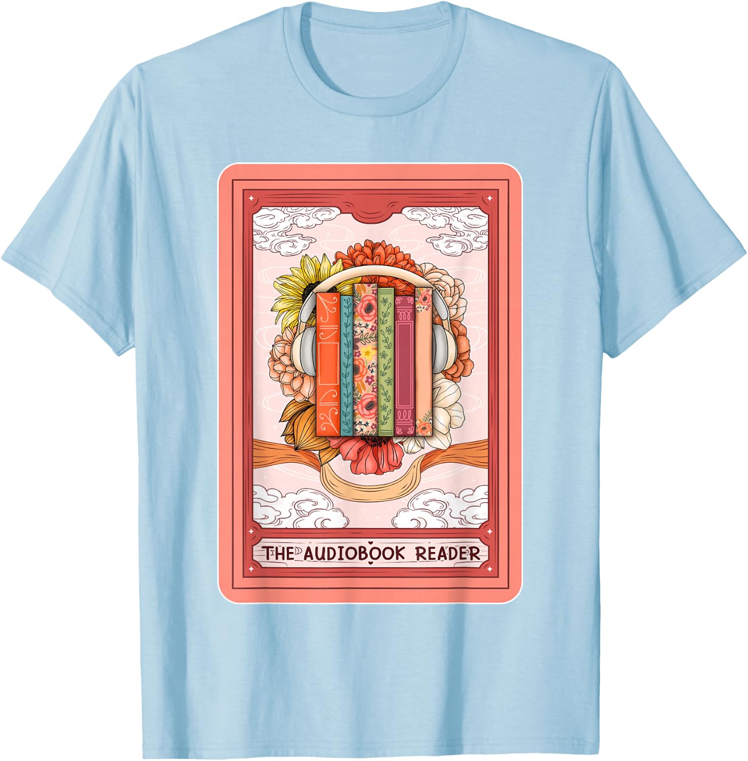 Audiobook Lover Bookish The Audiobook Reader Tarot Card T-Shirt - T-Shirt | Light Blue