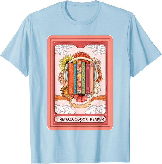 Audiobook Lover Bookish The Audiobook Reader Tarot Card T-Shirt - T-Shirt | Light Blue