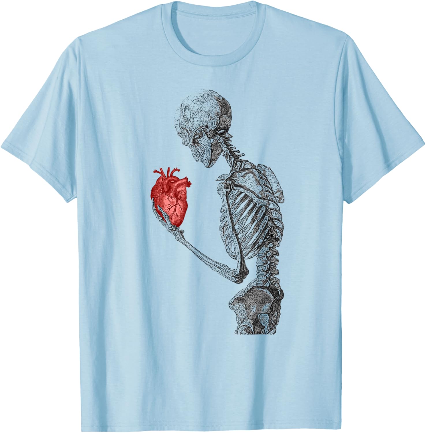 Anatomical Red Human Heart Skeleton Cardiac T-Shirt - T-Shirt | Light Blue