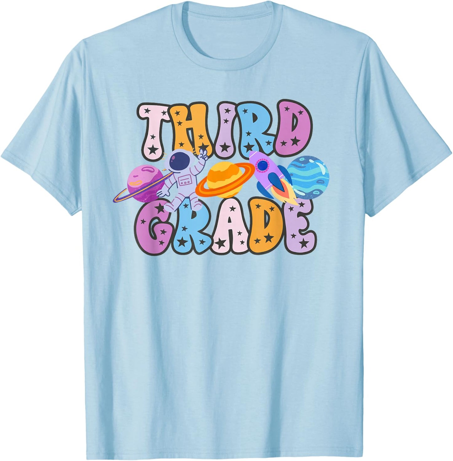 Third Grade Grade Outer Space Solar System Planet T-Shirt - T-Shirt | Light Blue