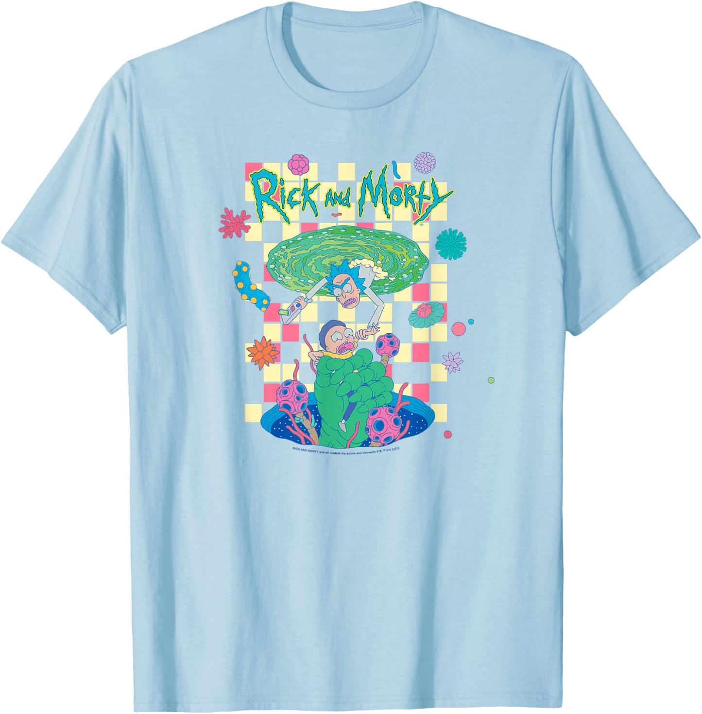 Rick and Morty Falling Portals T-Shirt - T-Shirt | Light Blue