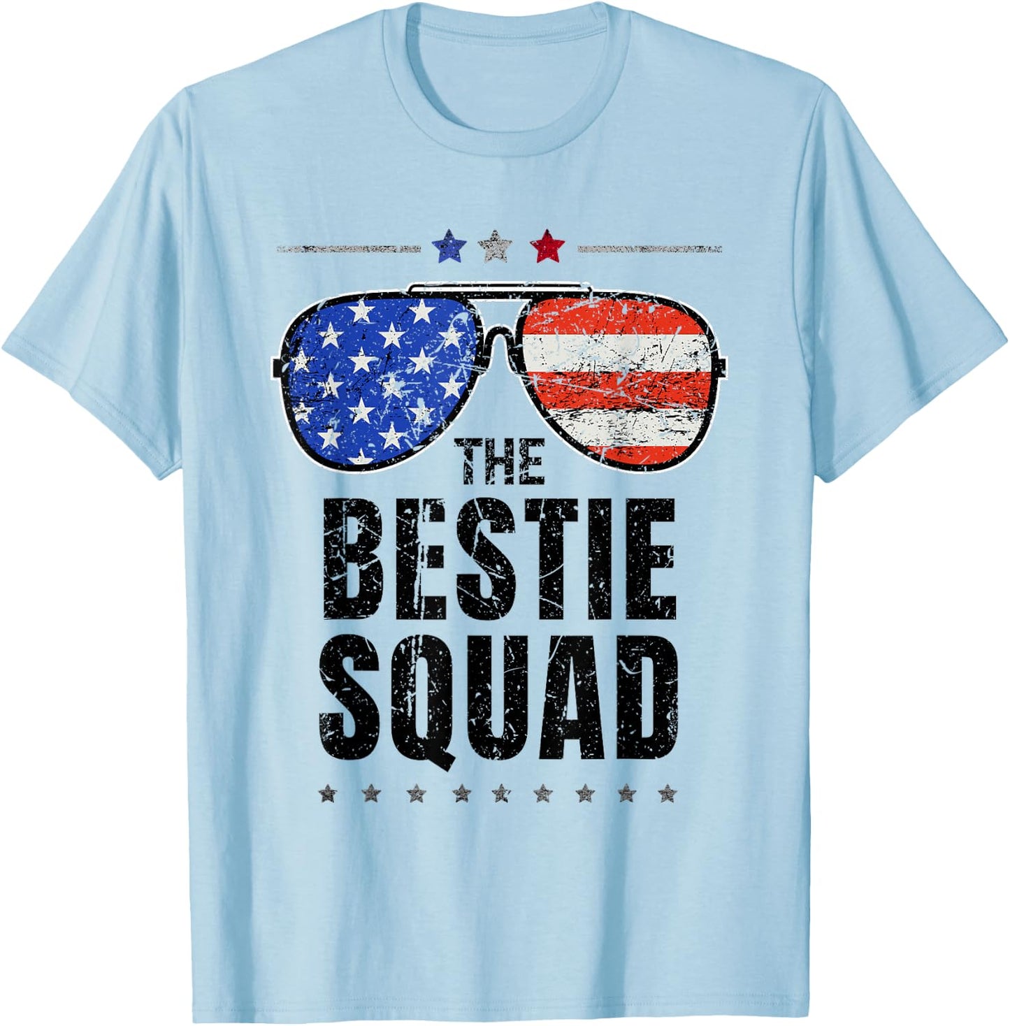Bestie Squad American Flag Matching 4th of July Best Friend T-Shirt - T-Shirt | Light Blue