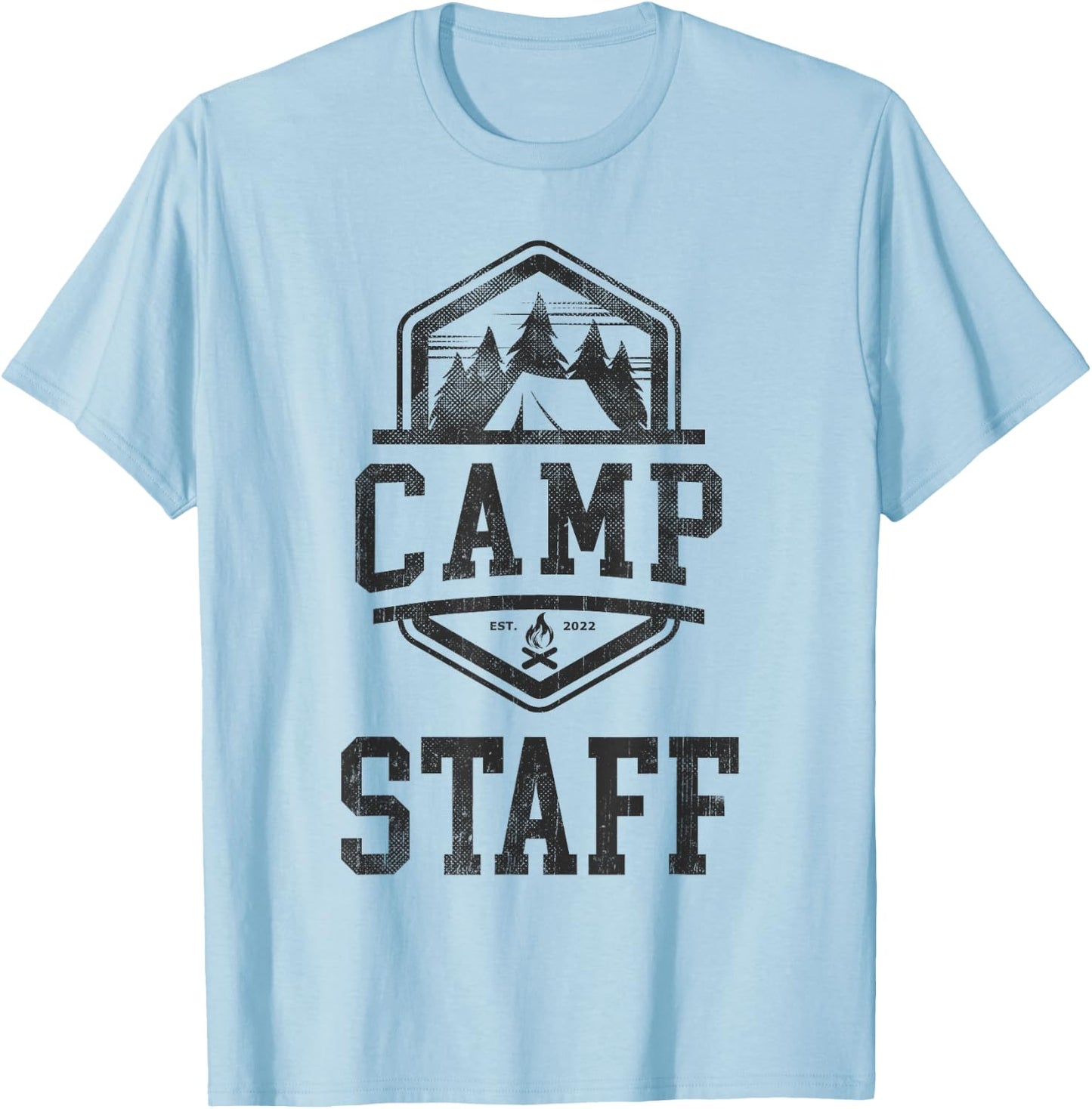Vintage CAMP STAFF Crew Summer Counselor Campground Director T-Shirt - T-Shirt | Light Blue