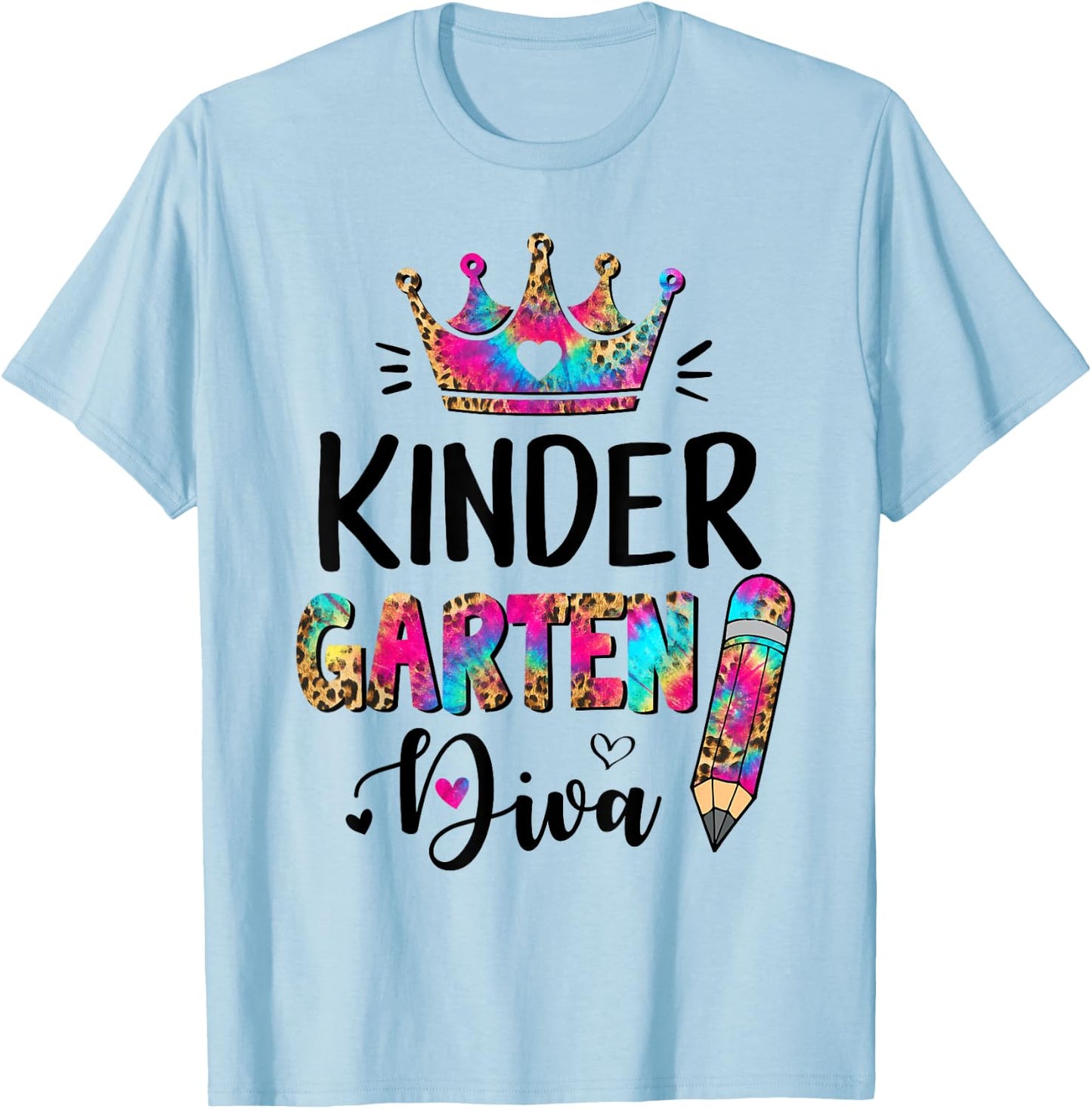 Crush Kindergarten Diva Leopard Tie Dye Back to School Kids T-Shirt - T-Shirt | Light Blue