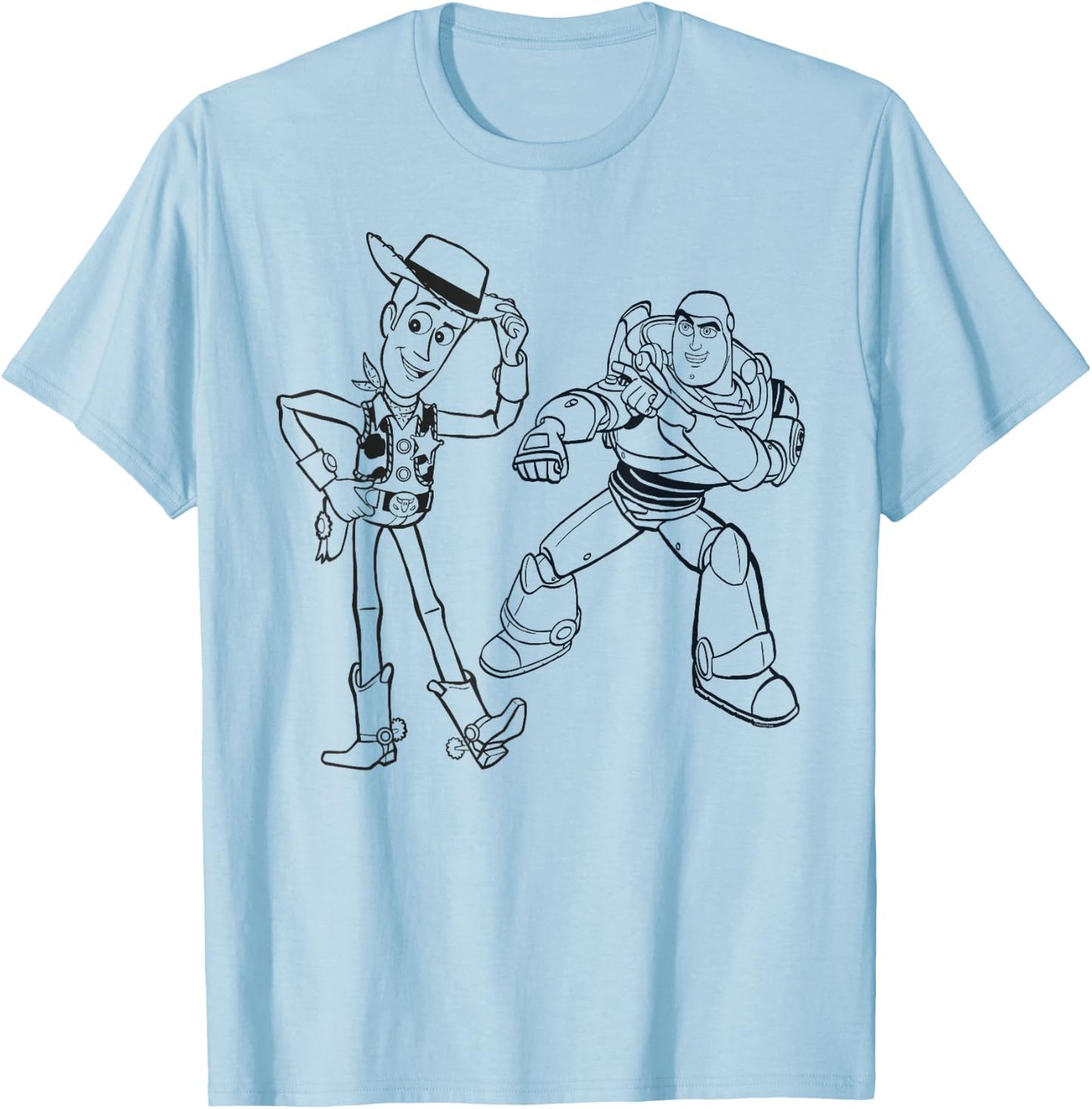 Disney PIXAR Toy Story Woody & Buzz Lightyear Sketch Book T-Shirt - T-Shirt | Light Blue