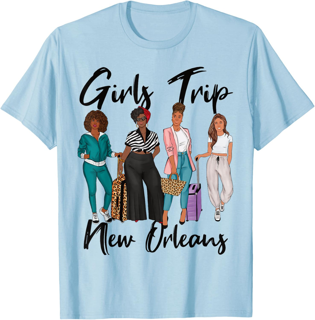 Girls Trip New Orleans For Melanin Afro Black Women T-Shirt - T-Shirt | Light Blue