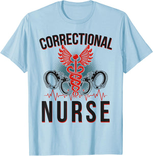 Corrections Nurse Caduceus Correctional Nurse T-Shirt - T-Shirt | Light Blue