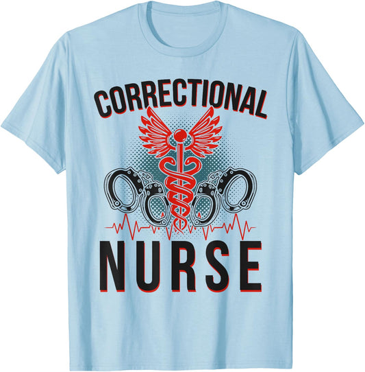 Corrections Nurse Caduceus Correctional Nurse T-Shirt - T-Shirt | Light Blue